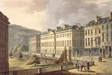 North Parade, från "Bath Illustrated by a Series of Views", graverad av John Hill (1770-1850) pub. av William Miller, 1804 (akvatint)